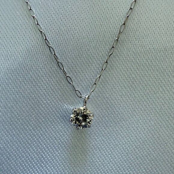 18K White Gold .2CT Diamond Solitaire Pendant Necklace 15.8" Natural Round Stone - Picture 7 of 11